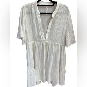 Anthropologie The Kallie Flowy White Tunic Dress Mini Edition Size LP